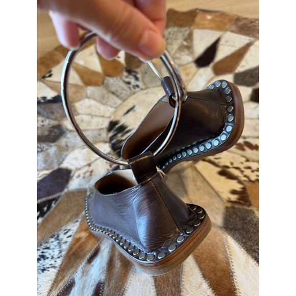 Jil Sander Brown Studded Ballet Flats With Anklet - Picture 8 of 14